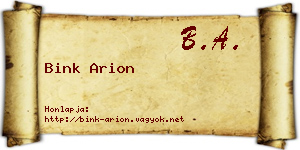 Bink Arion névjegykártya